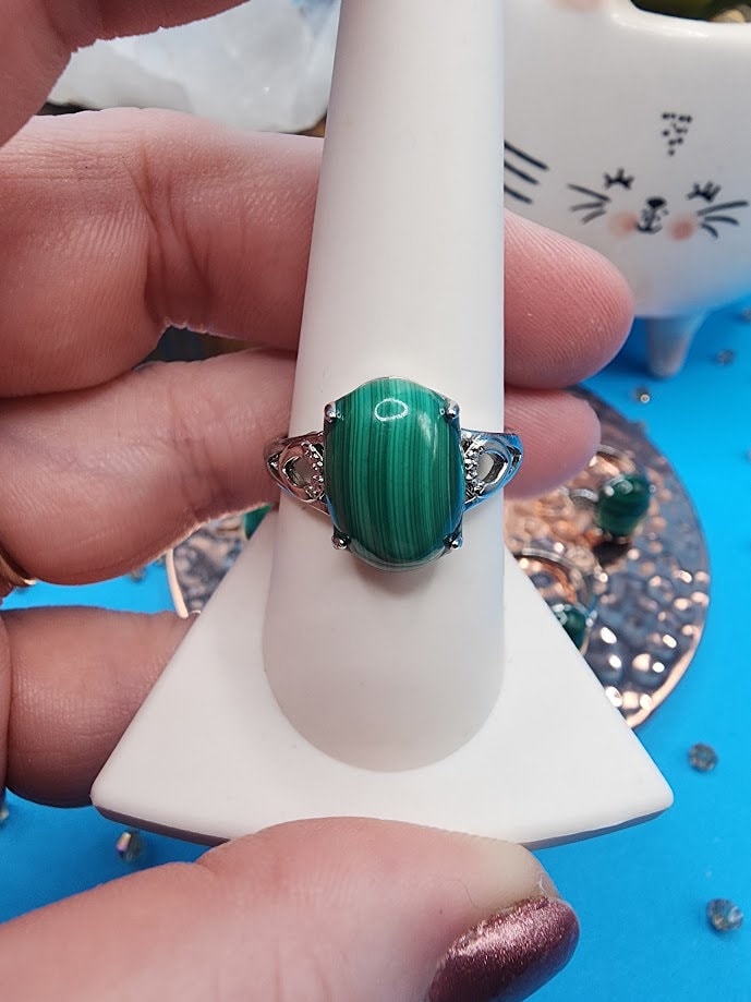 Natural Malachite Rings