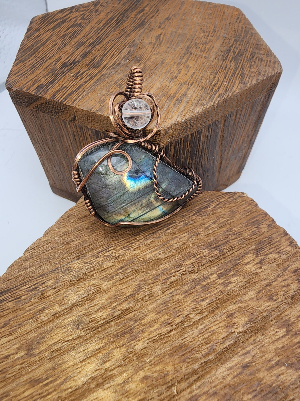 Labradorite Wire Wrapped Bird Pendant