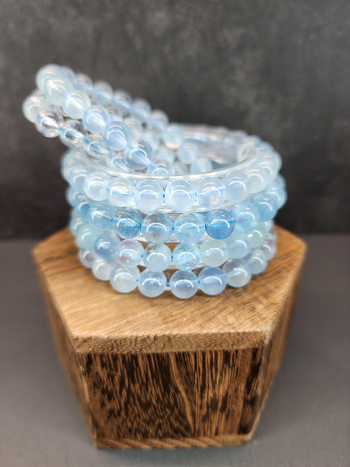 Natural Aquamarine 8mm Stretch Bracelet
