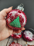 Reds - Hand Painted Mandala Glitter Ornament | Shatter Proof & Pet Friendly