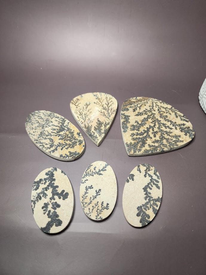 Bulk Lot | Natural Psilomelane Dendrite Limestone Cabochons