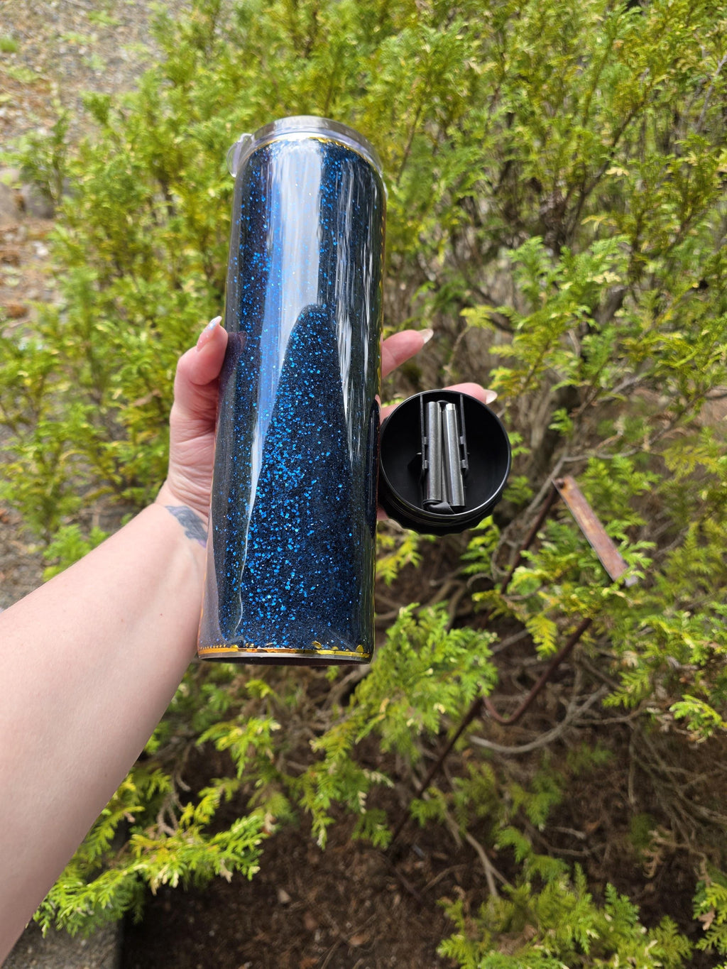 Purple Peacock | 30oz Tapered Skinny Stainless Steel Strawbler Epoxy Tumbler