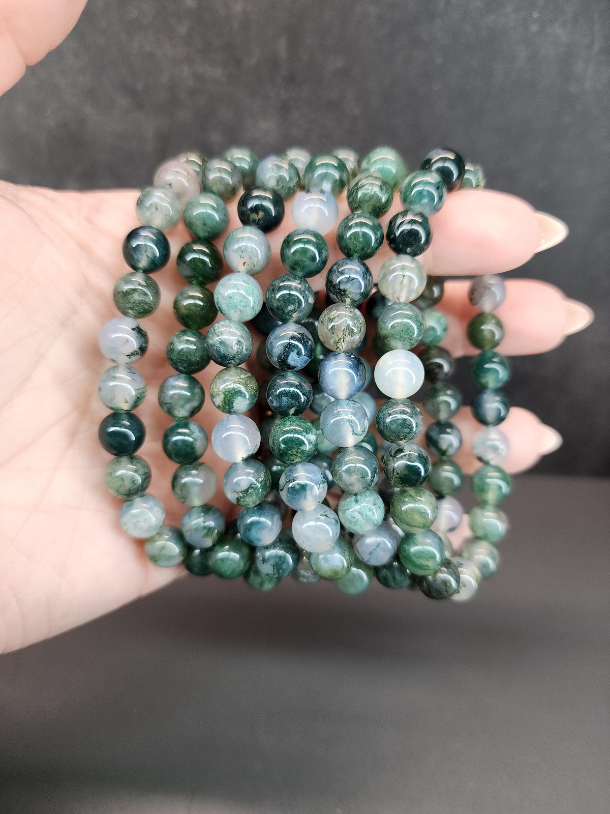 Natural Moss Agate 8mm Stretch Bracelet