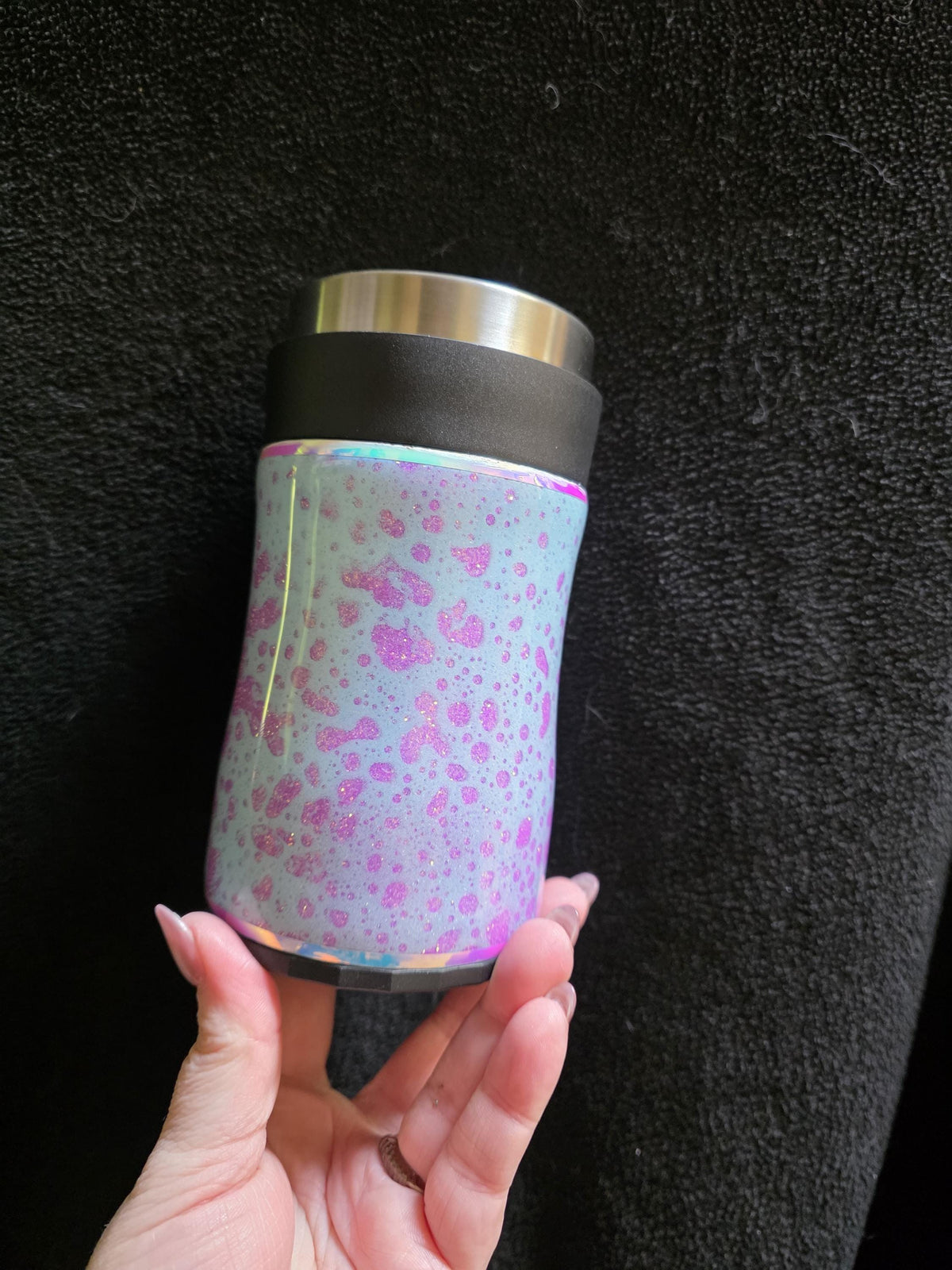 Purple and Blue Paint Splatter - No Decal | 12oz Stainless Steel Epoxy Can Cooler