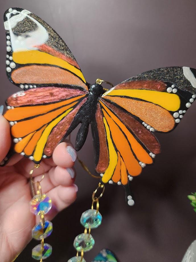 Hand Painted Mandala Butterfly Suncatchers