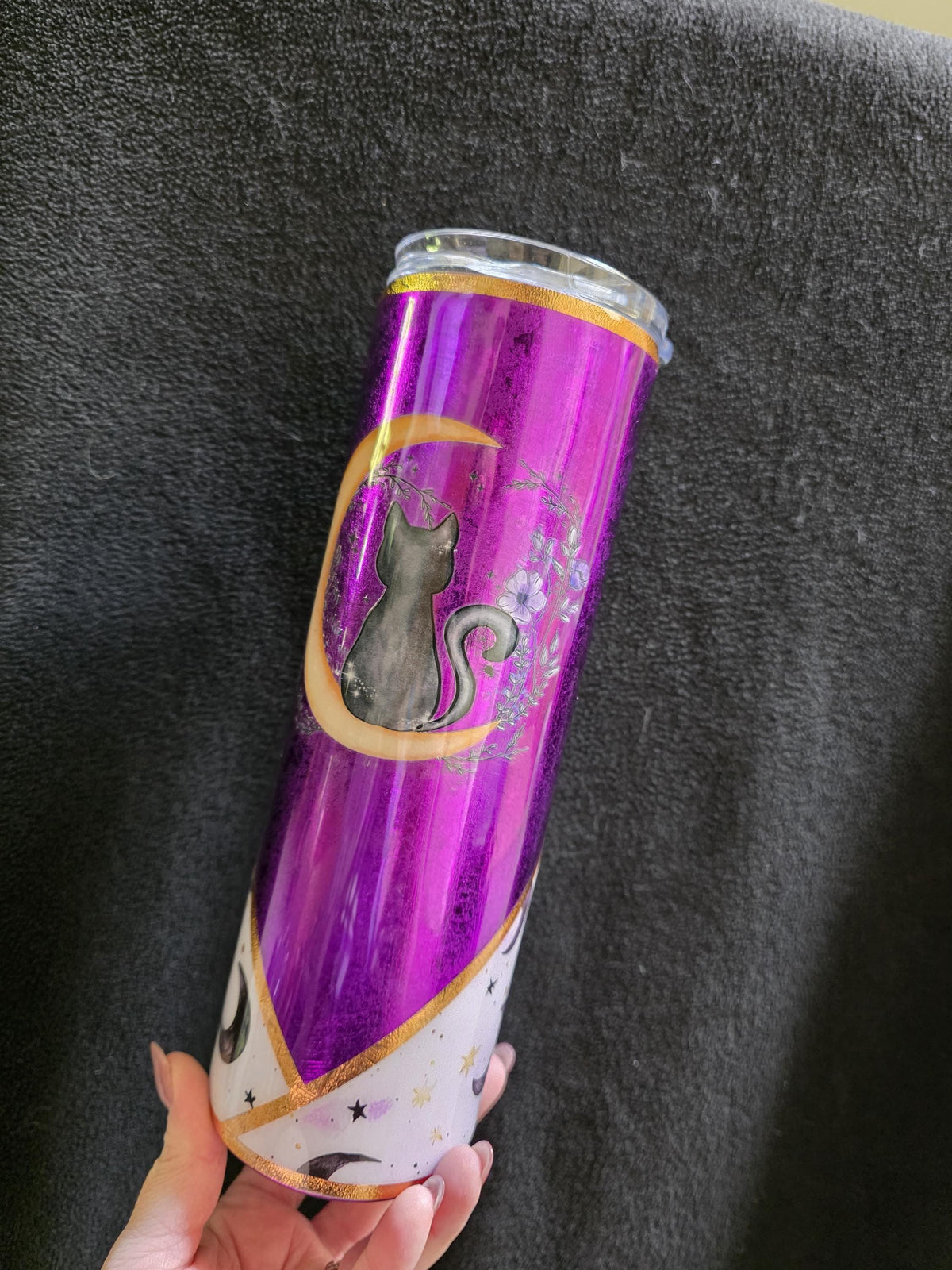 Purple Cat & Moon | 30oz Skinny Stainless Steel Epoxy Tumbler
