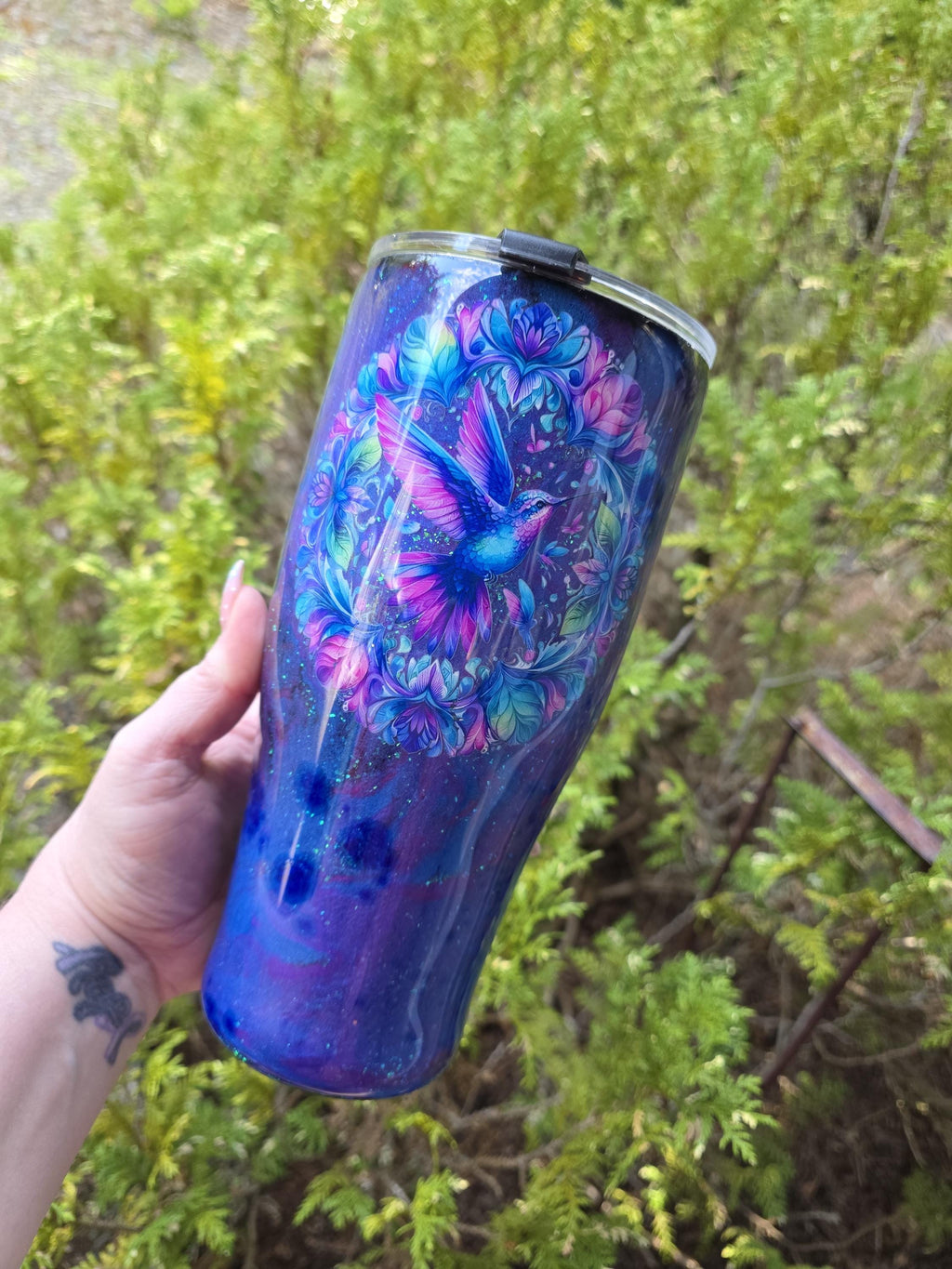 Hummingbird | 32oz Coffee Caddy Steel Epoxy Tumbler