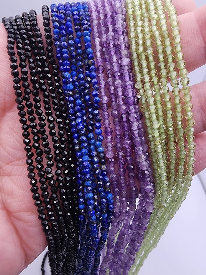 Natural Crystal Necklace | 2mm Faceted 16" with 2" Extension