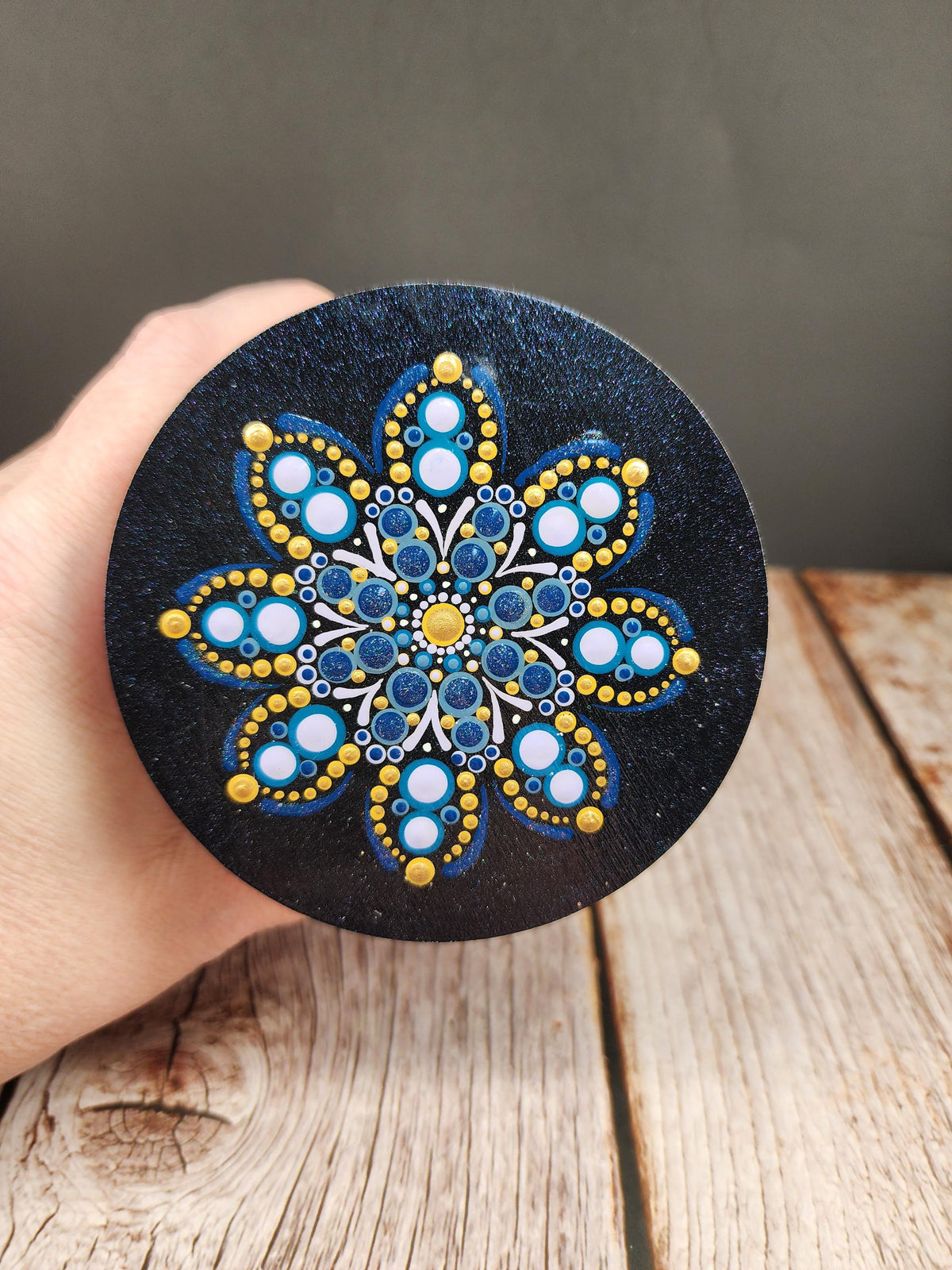 Blue & Yellow Mandala Stash Jar