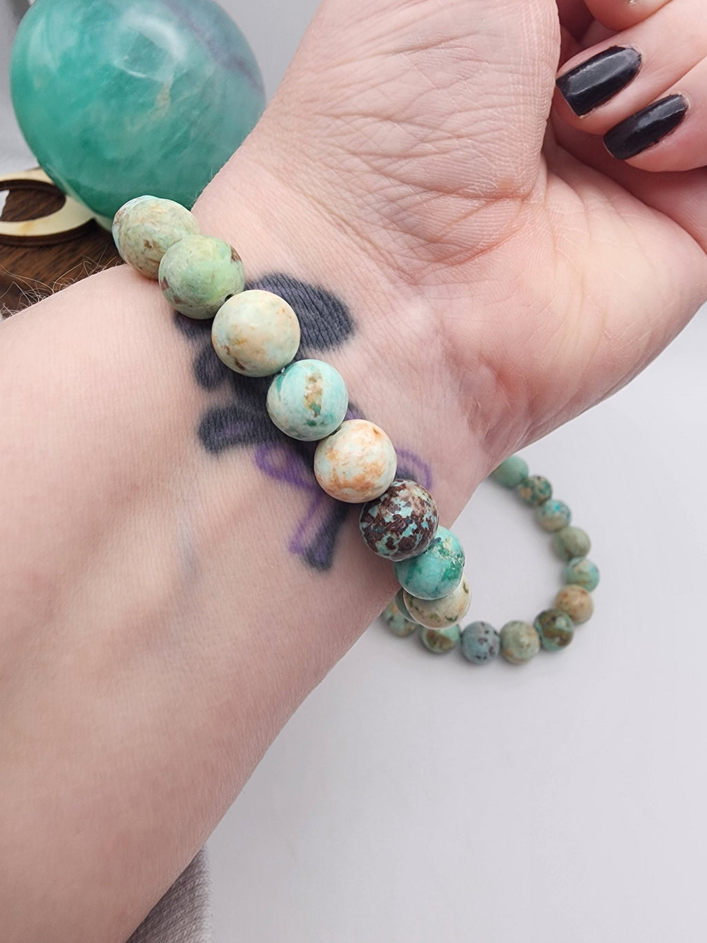 Natural Turquoise 10mm Stretch Bracelet