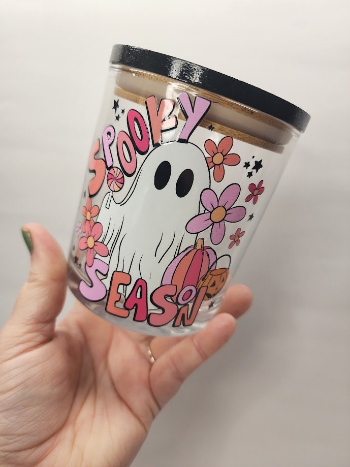 Spooky Season Ghost Mandala Stash Jar - Halloween