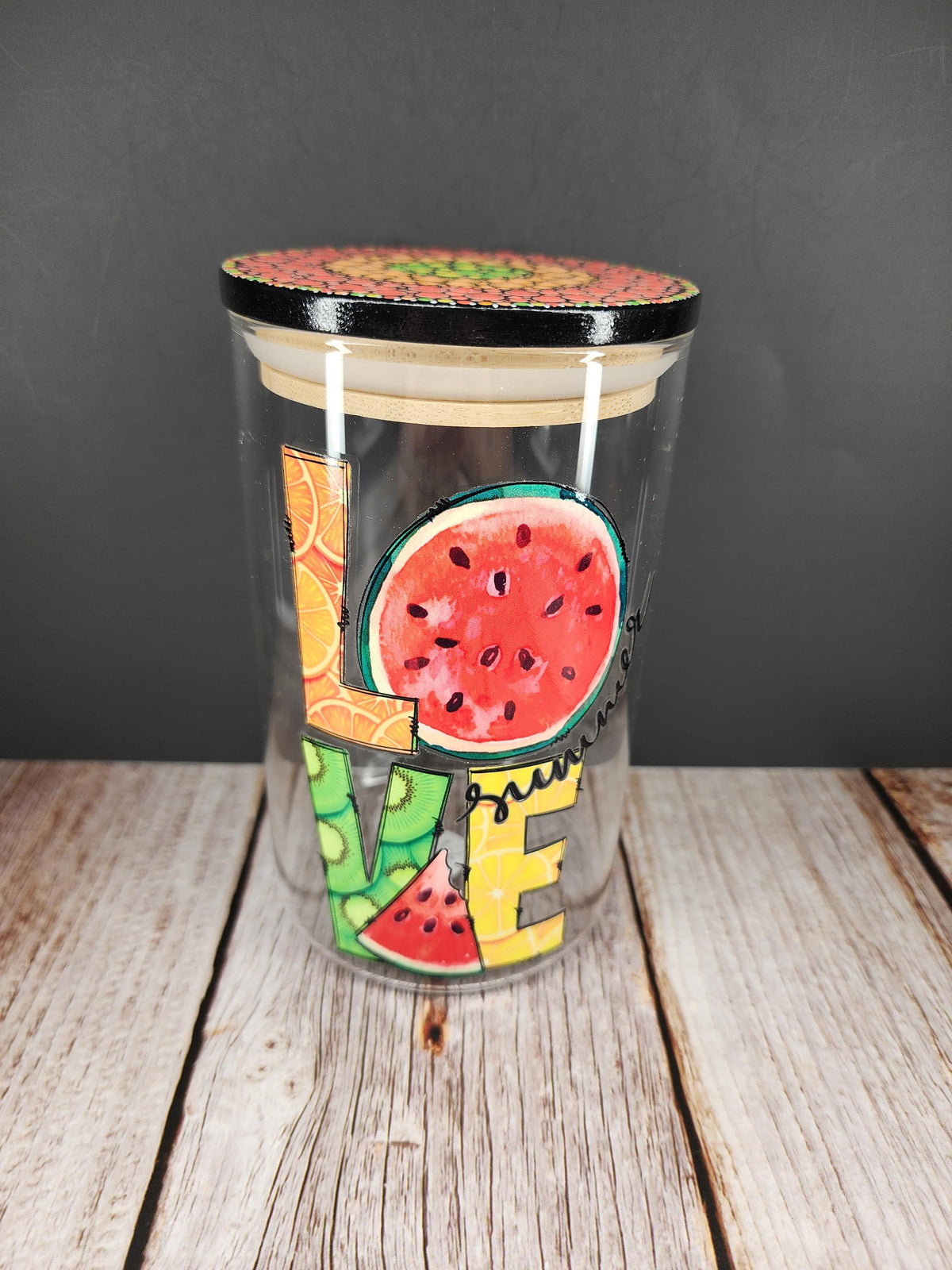 Love Summer Fruit Glass Dot Art Stash Jar