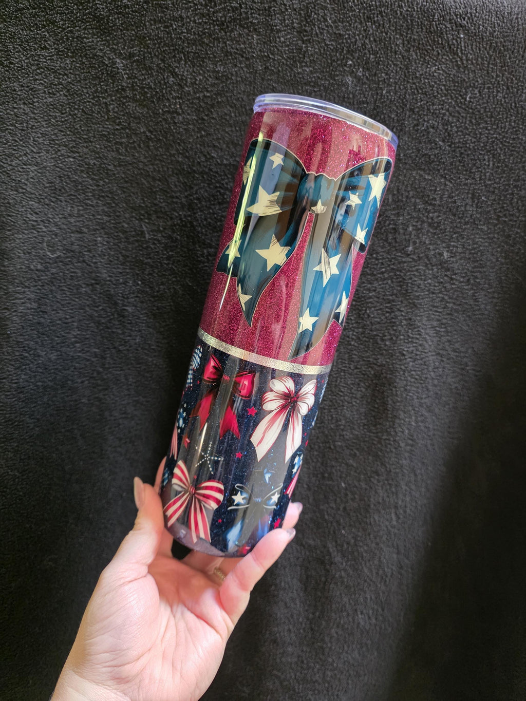 Patriotic Bow | 30oz Skinny Stainless Steel Epoxy Tumbler