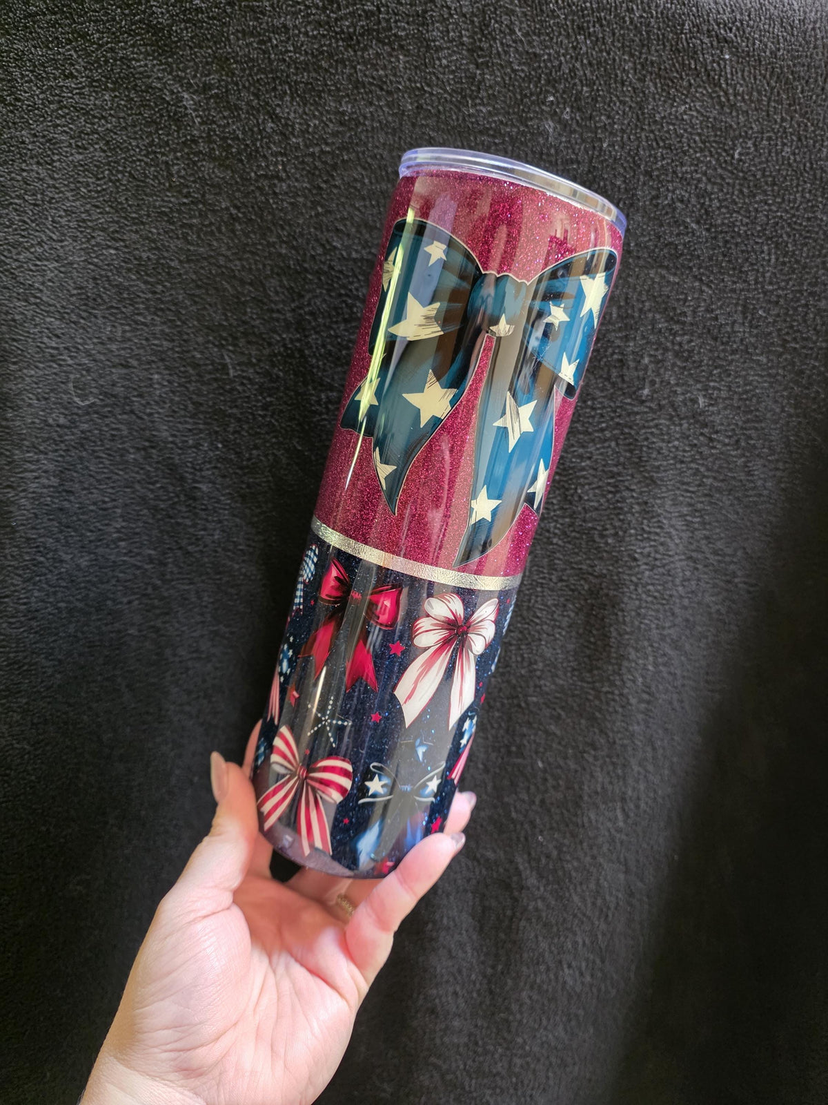 Patriotic Bow | 30oz Skinny Stainless Steel Epoxy Tumbler