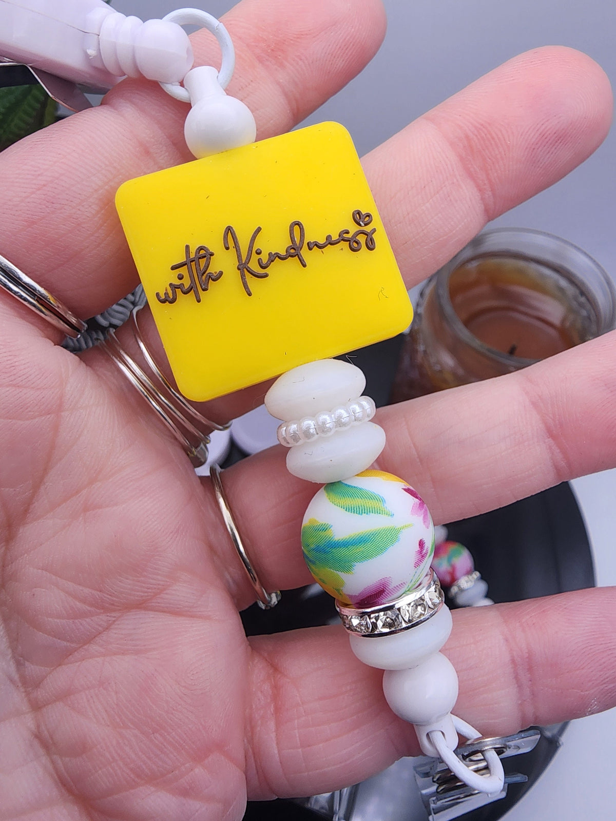 Radiate Positivity - With Kindness Floral Retractable Badge Reel