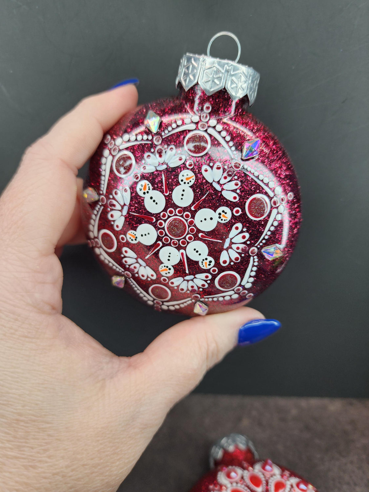 Reds - Hand Painted Mandala Glitter Ornament | Shatter Proof & Pet Friendly