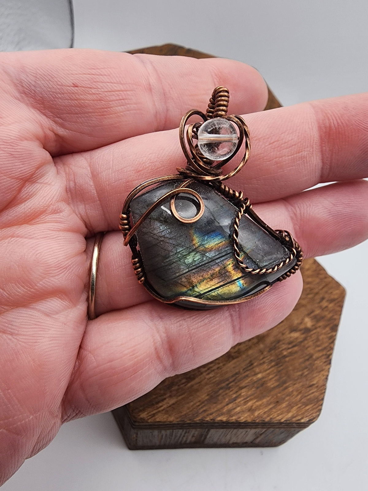 Labradorite Wire Wrapped Bird Pendant