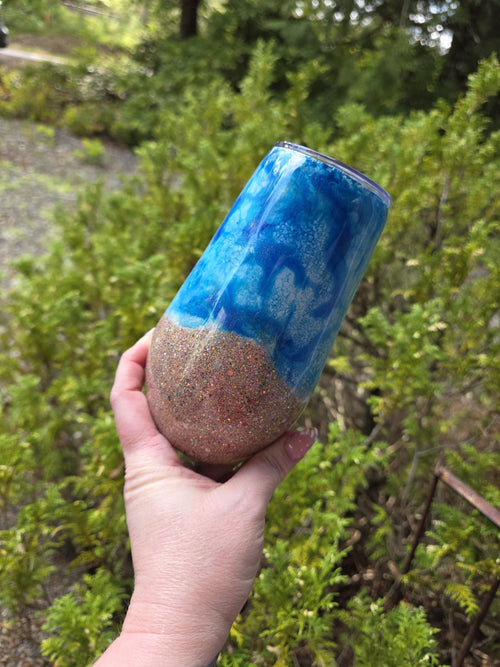 Anchor at the Beach | 17oz Stemless Wine Glass Stainless Epoxy Tumbler