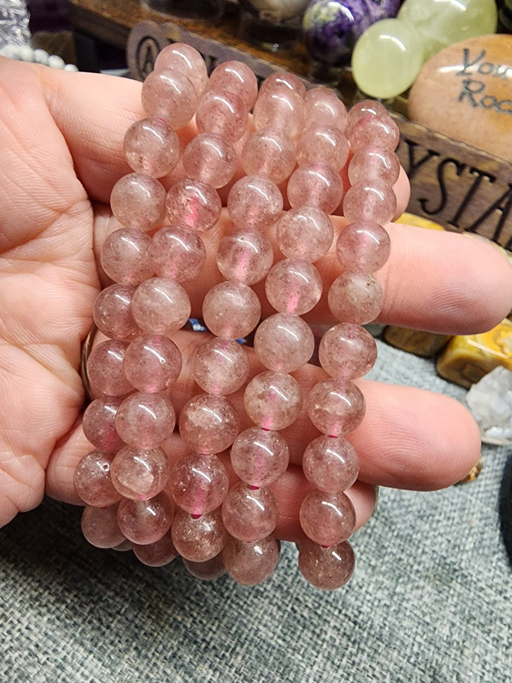 Natural Strawberry Quartz 8mm Stretch Bracelet