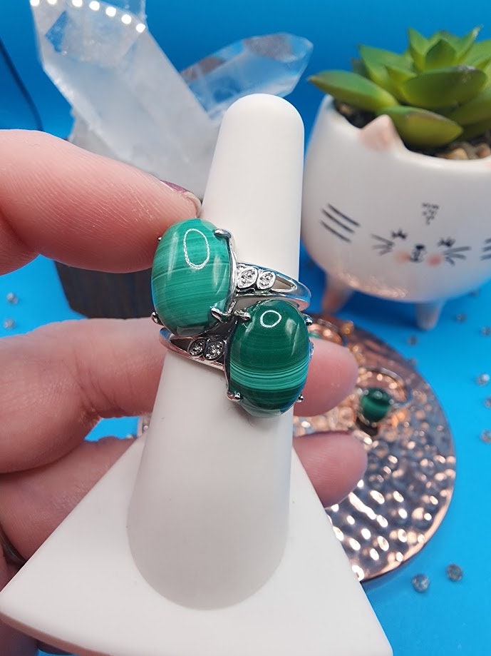 Natural Malachite Rings