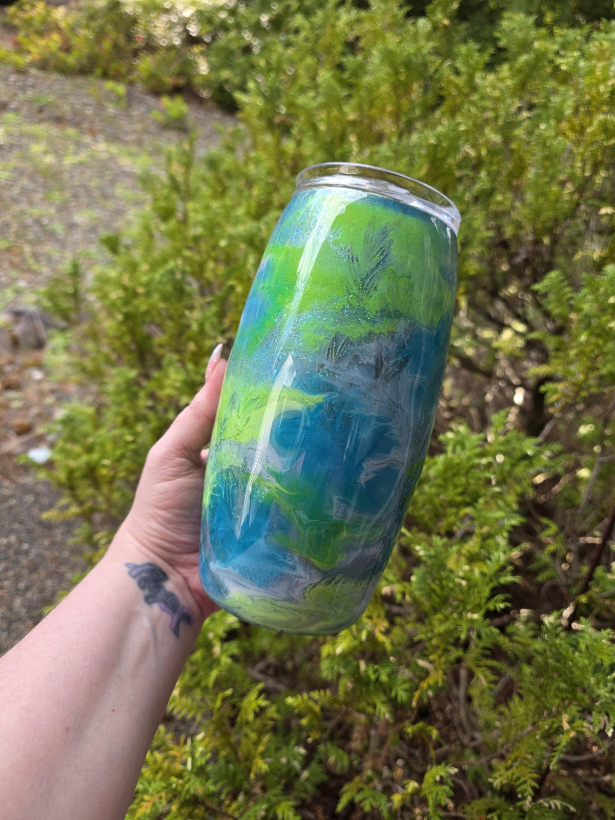 Hidden Leaf Embossed | 25oz Stemless Wine Glass Stainless Epoxy Tumbler