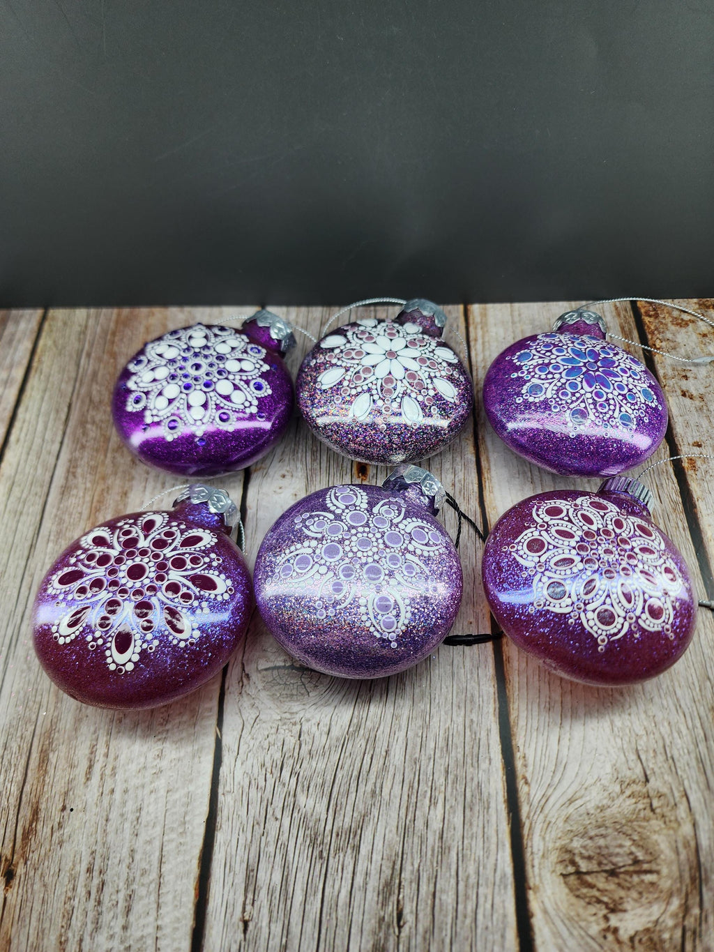 Purples - Hand Painted Mandala Glitter Ornament | Shatter Proof & Pet Friendly