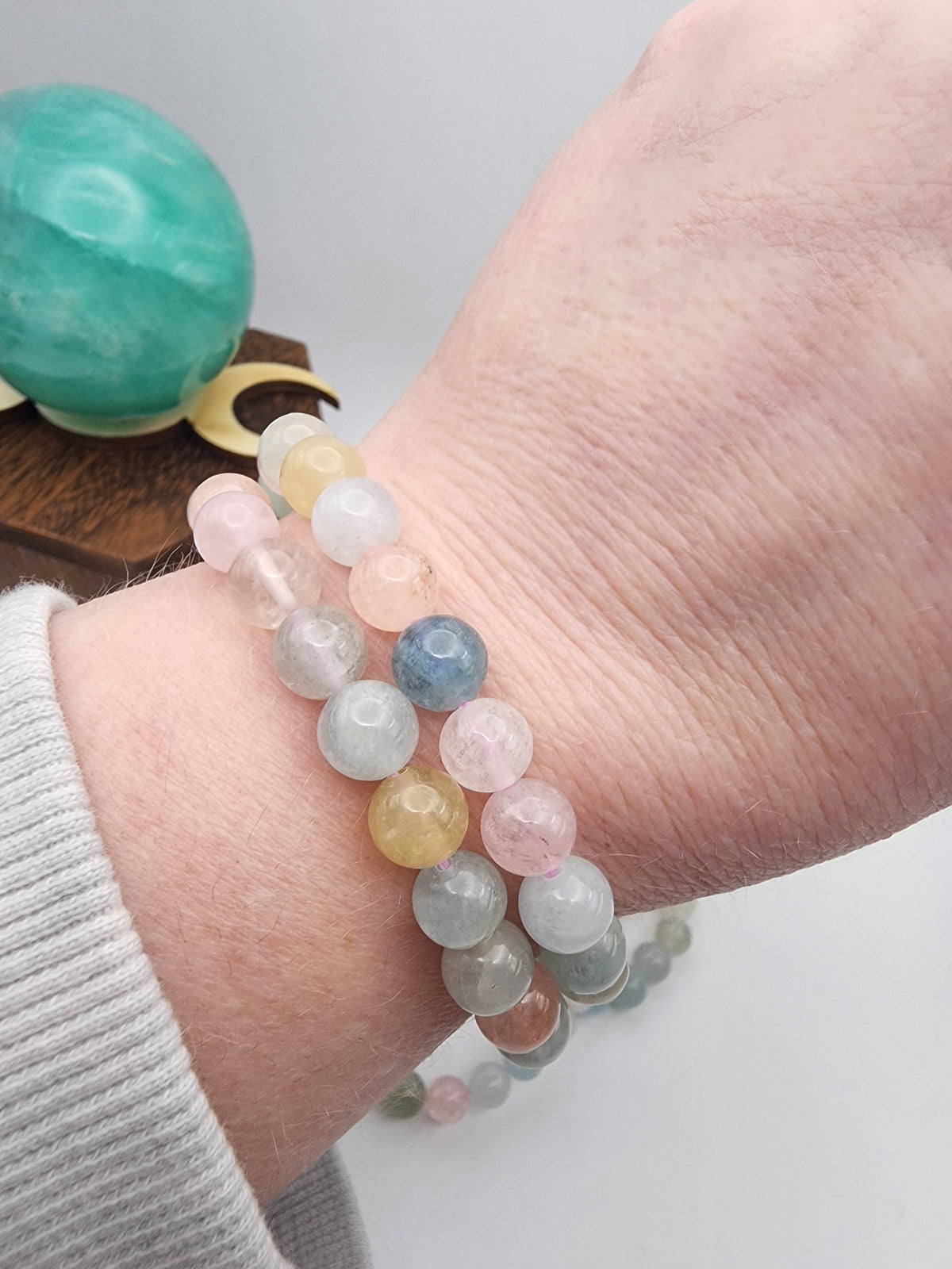 Natural Morganite 8mm Stretch Bracelet