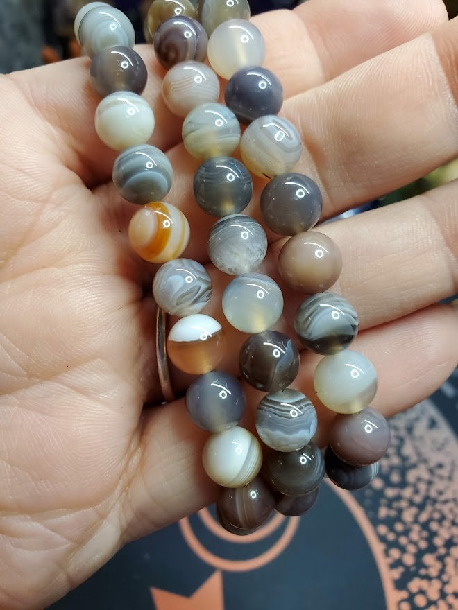Natural Botswana Agate 8mm Stretch Bracelet