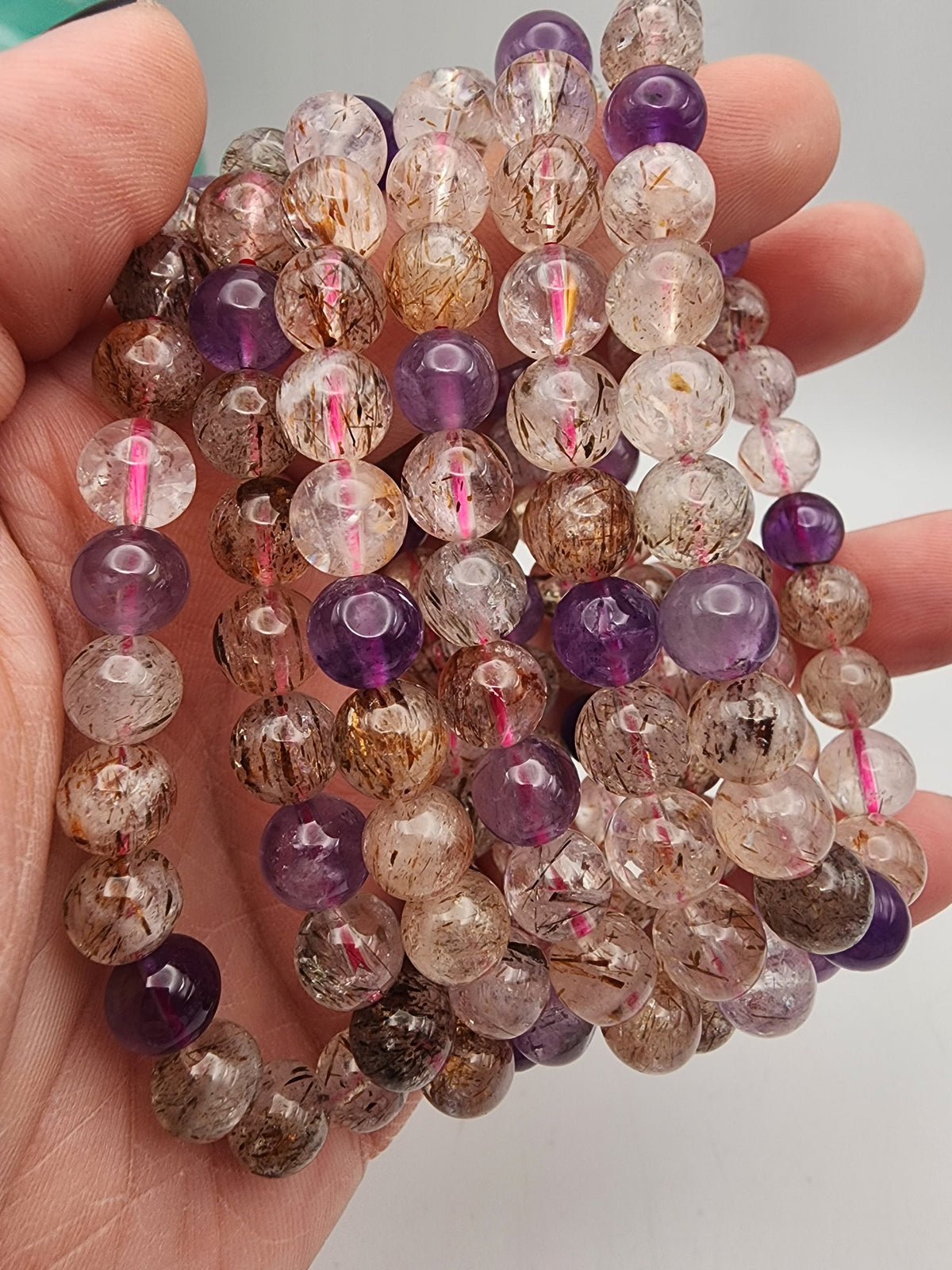 Natural Amethyst & Rutile Melody 8mm Stretch Bracelet