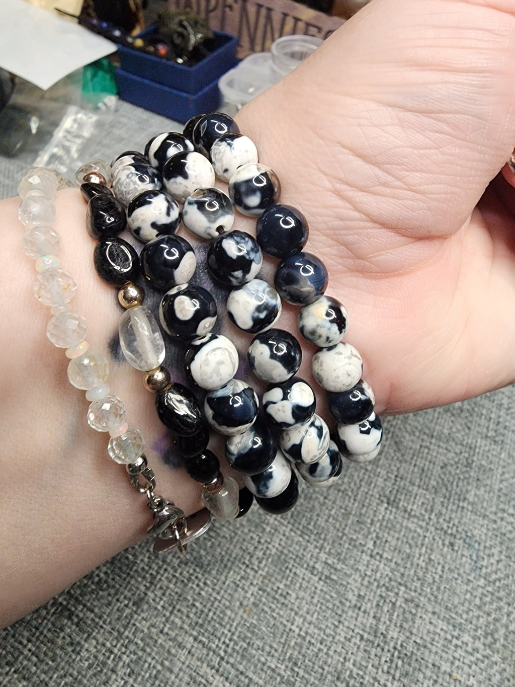 Natural Orca Agate 8mm Stretch Bracelet