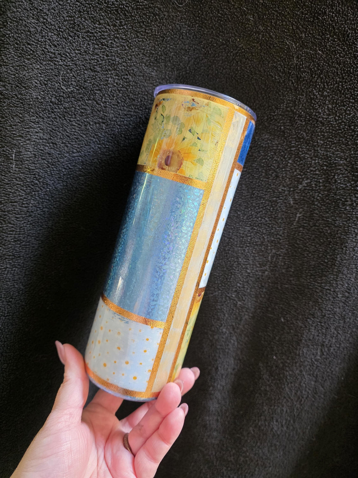 Distressed Sunflower Patchwork | 20oz Skinny Stainless Steel Epoxy Tumbler