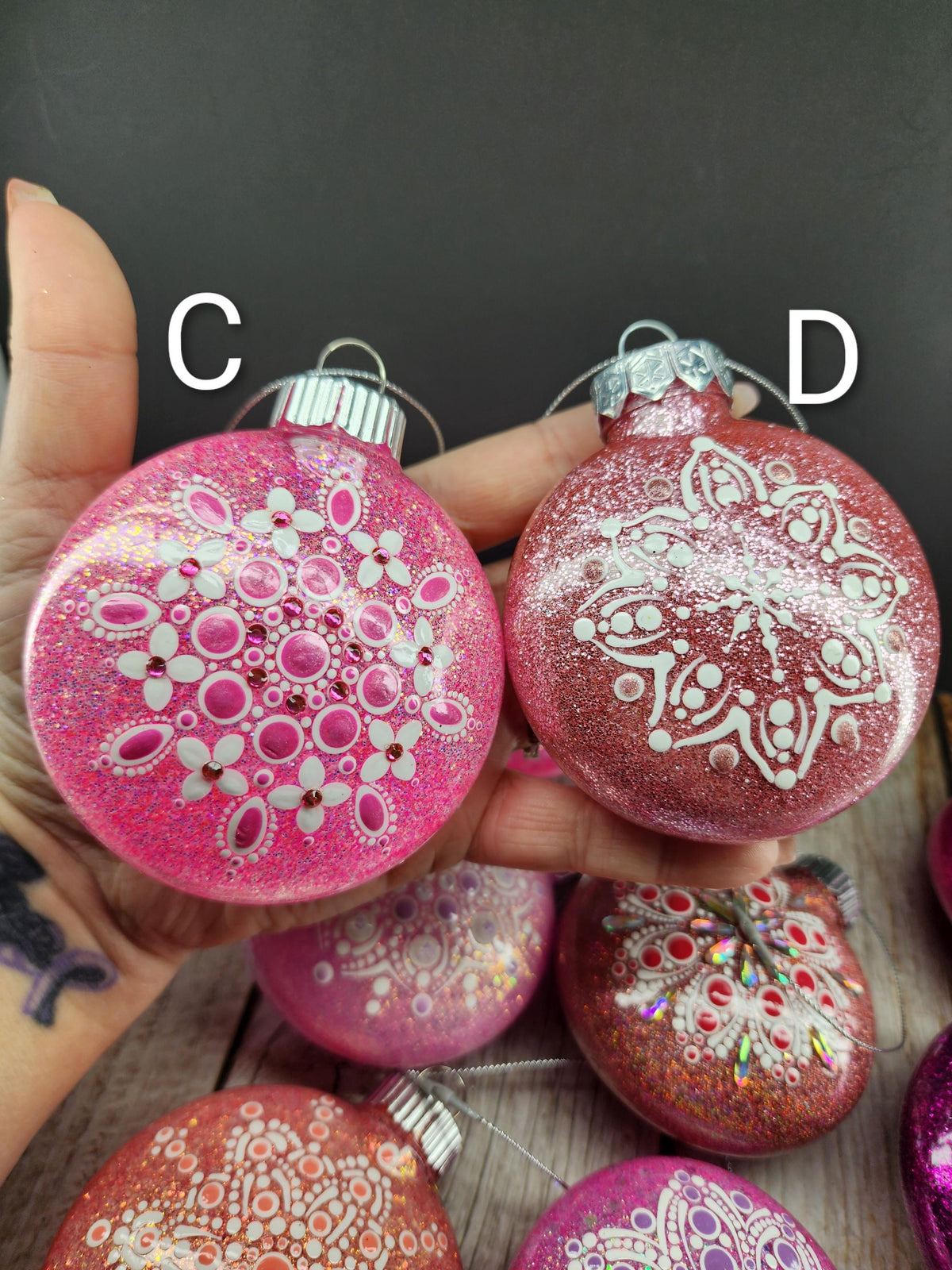 Pinks - Hand Painted Mandala Glitter Ornament | Shatter Proof & Pet Friendly