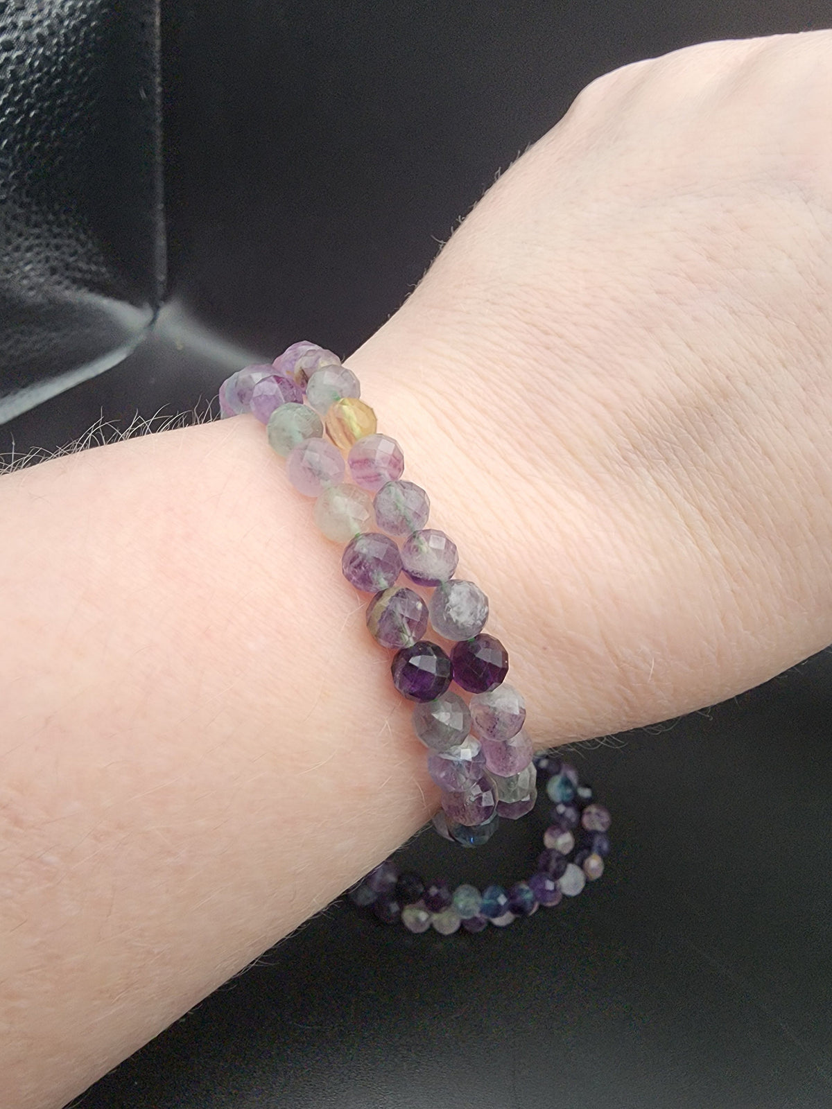 Natural Rainbow Fluorite Faceted 6mm Stretch Bracelet