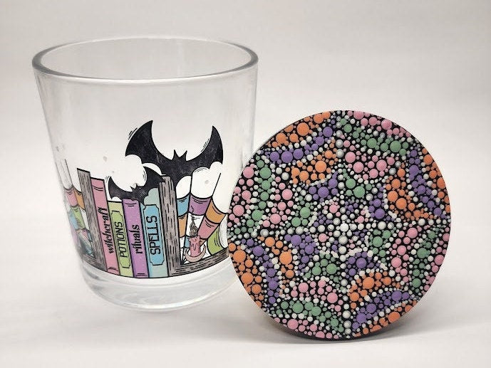 Witchy Books and Bats Mandala Stash Jar - Halloween