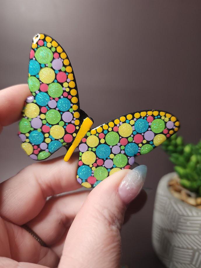 Hand Painted Bright Butterfly Magnet Set