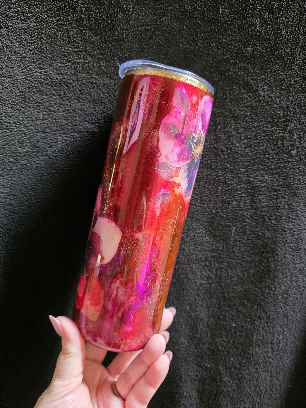 Red Floral Watercolor | 20oz Skinny Stainless Steel Epoxy Tumbler