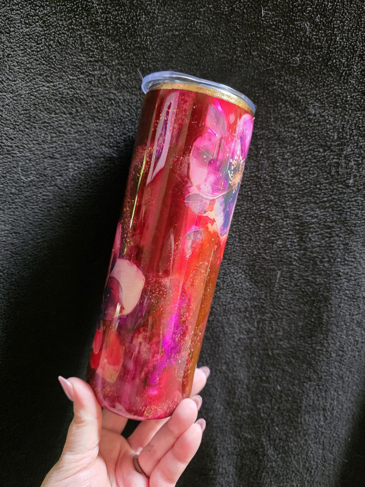 Red Floral Watercolor | 20oz Skinny Stainless Steel Epoxy Tumbler