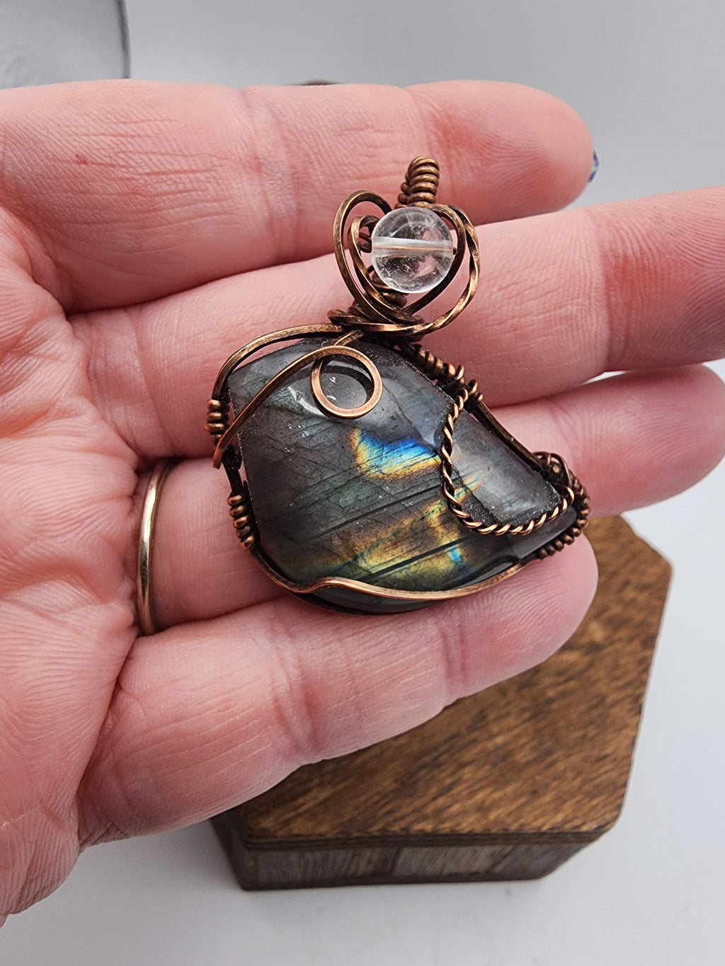 Labradorite Wire Wrapped Bird Pendant