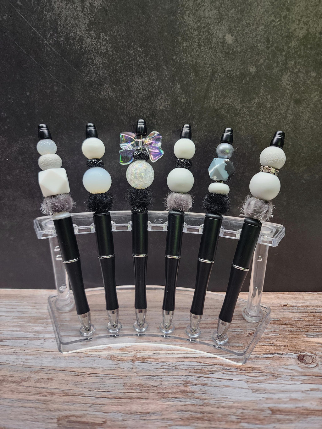 Black & White Collection Silicone Beaded Pens
