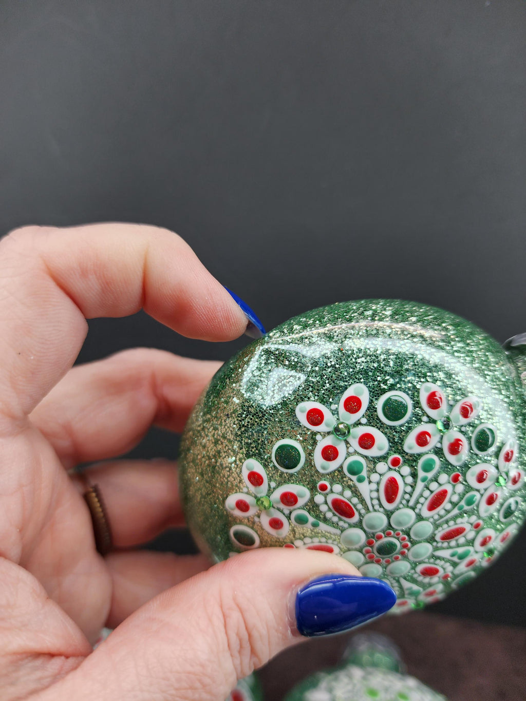 Greens - Hand Painted Mandala Glitter Ornament | Shatter Proof & Pet Friendly