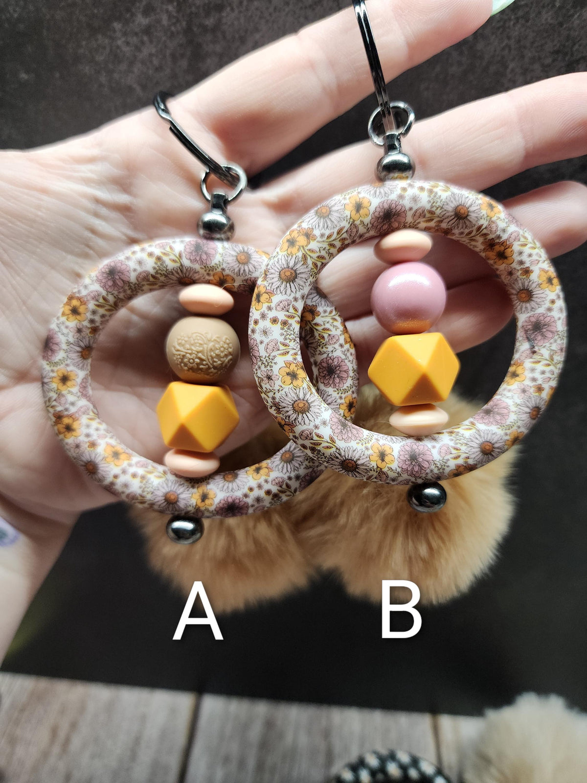Boho Flower Themed Bar Keychains