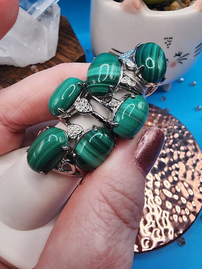 Natural Malachite Rings