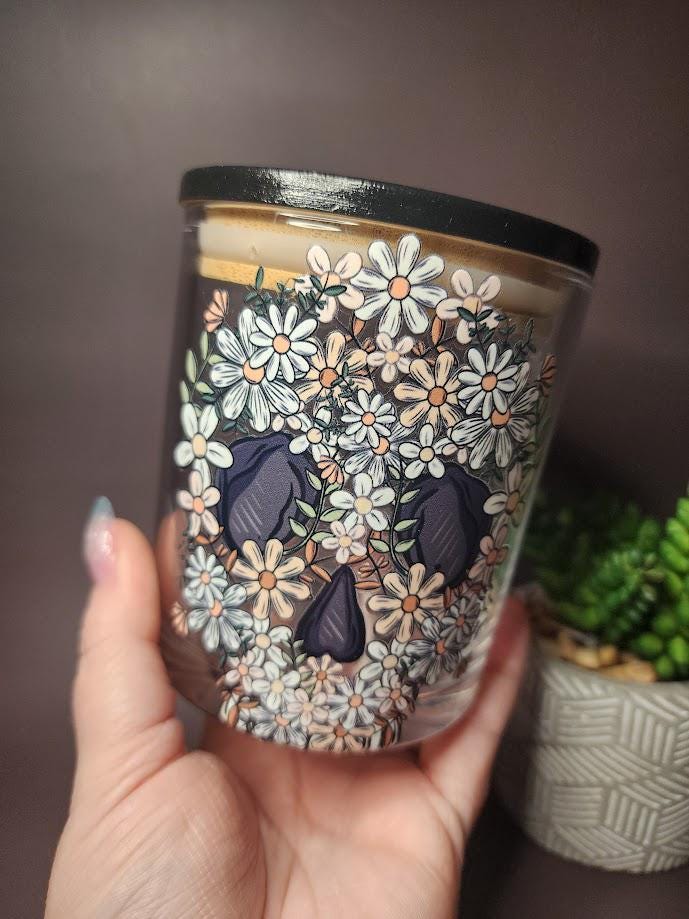 Floral Skull Mandala Stash Jar