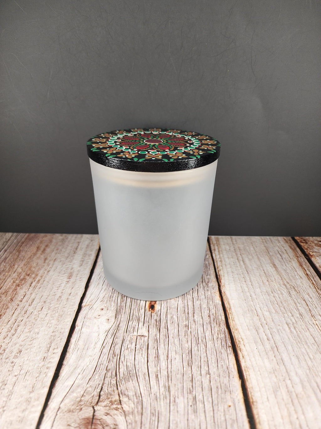 Frosted Glass Traditional Christmas Mandala Stash Jar