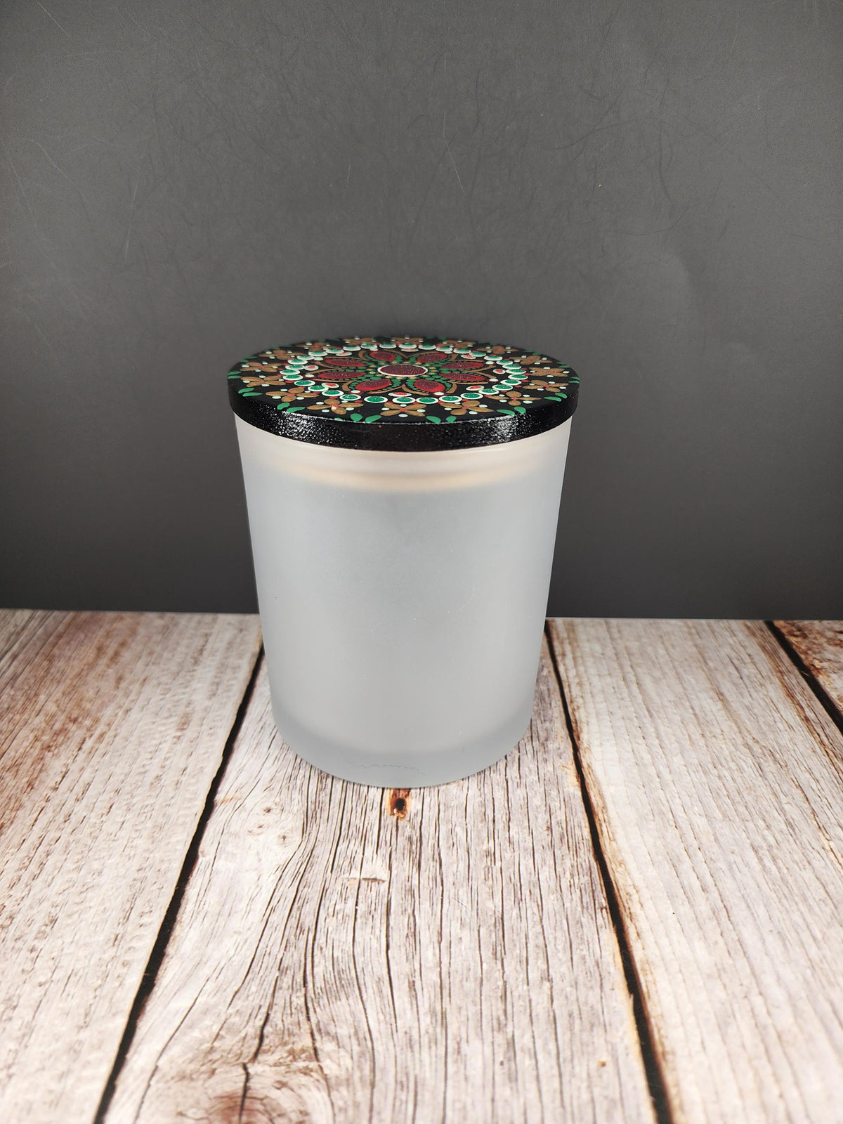 Frosted Glass Traditional Christmas Mandala Stash Jar