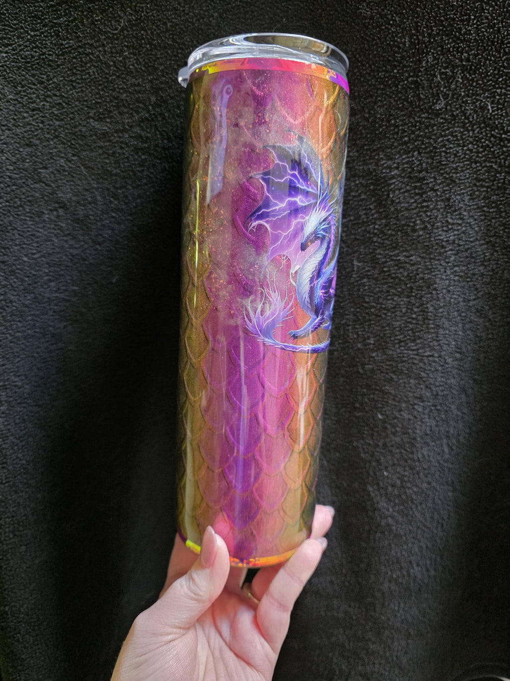 Purple Dragon Color Shift Scales | 30oz Skinny Stainless Steel Epoxy Tumbler