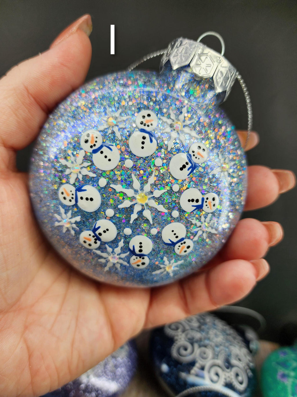 Blues & Teals - Hand Painted Mandala Glitter Ornament | Shatter Proof & Pet Friendly