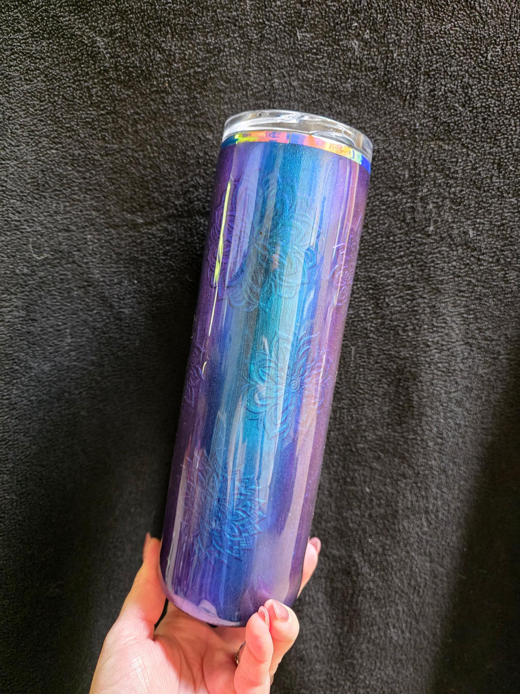 Embossed Mandalas Color Shift | 30oz Skinny Stainless Steel Epoxy Tumbler