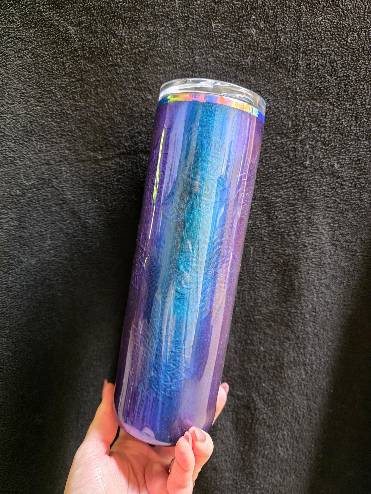 Embossed Mandalas Color Shift | 30oz Skinny Stainless Steel Epoxy Tumbler