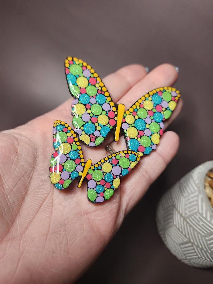 Hand Painted Bright Butterfly Magnet Set